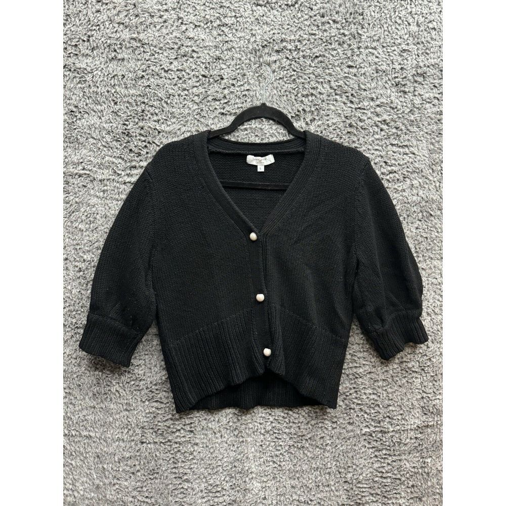 Adam Lippes Collective Short‎ Puff Sleeve Cardigan in Black Size Large $230